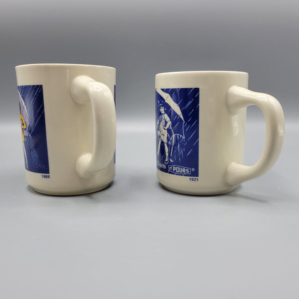 Morton Salt Vintage Mug Set Of 4 Ceramic Coffee Cups 1914 1921 1956 1968 Designs - Picture 6 of 16